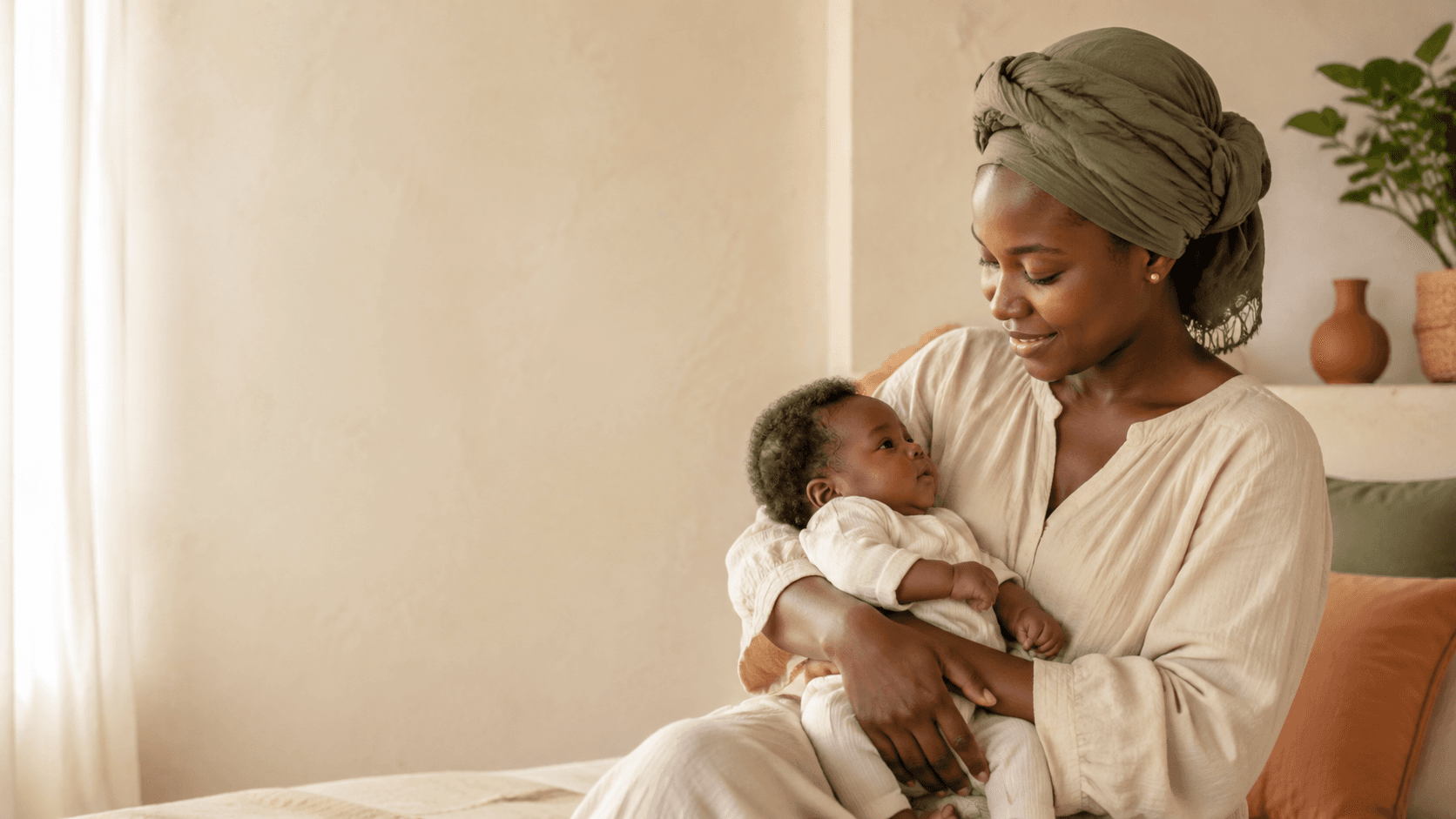 Une maman souriante tient son nouveau-né dans ses bras